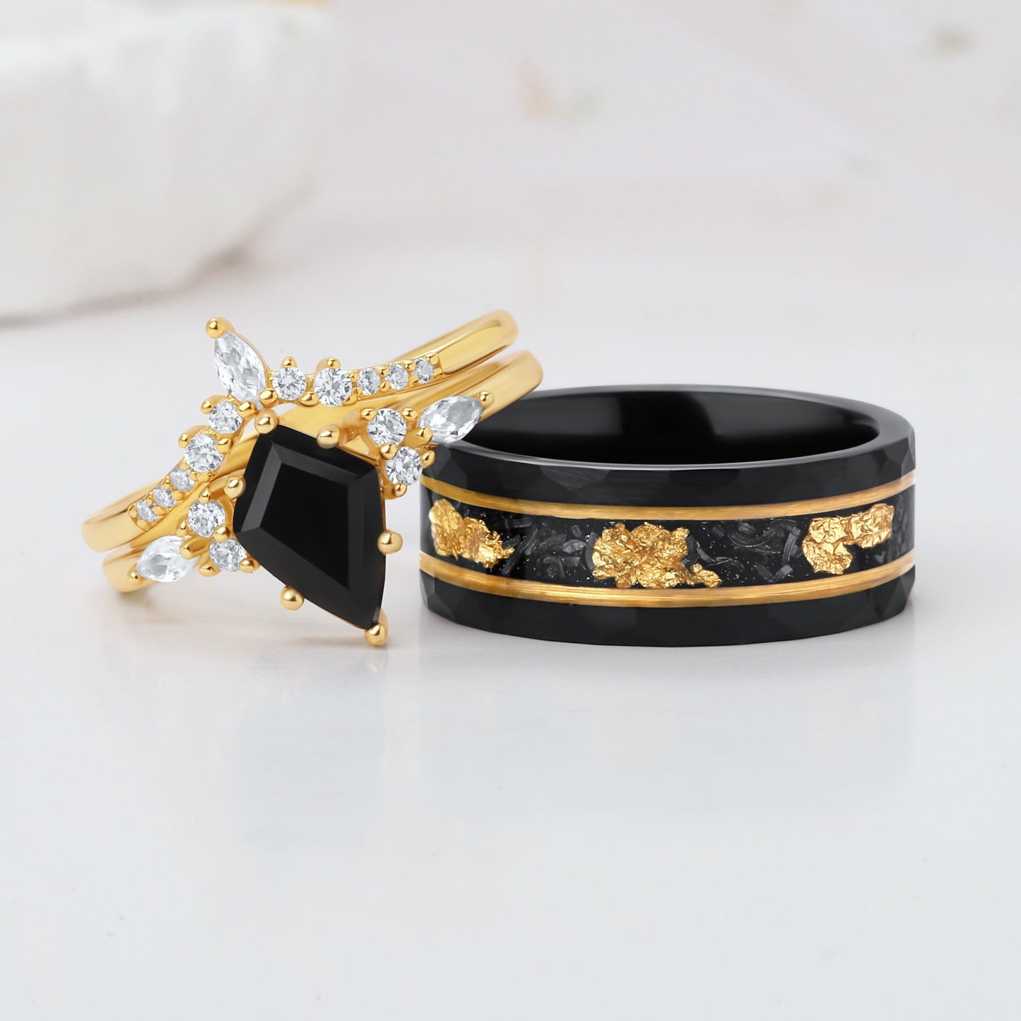 Kite Black Onyx 14k Gold Plated Women Promise Ring