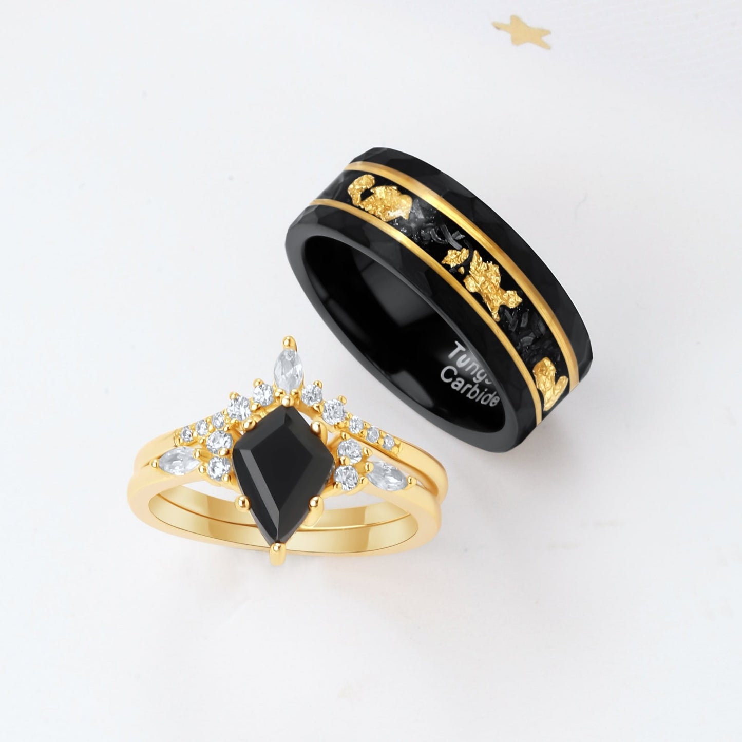 Kite Black Onyx 14k Gold Plated Women Promise Ring