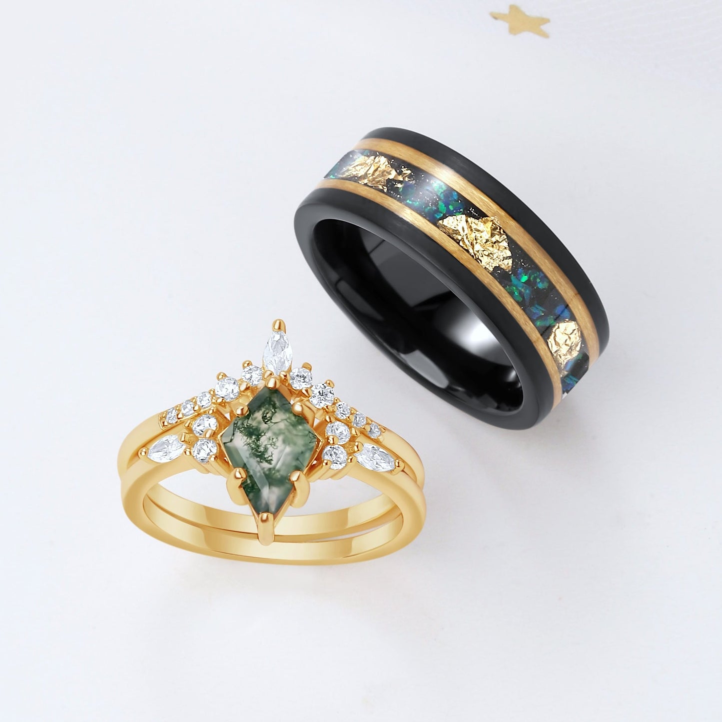 Kite Green Moss Agate 14k Gold Plated Women Ring