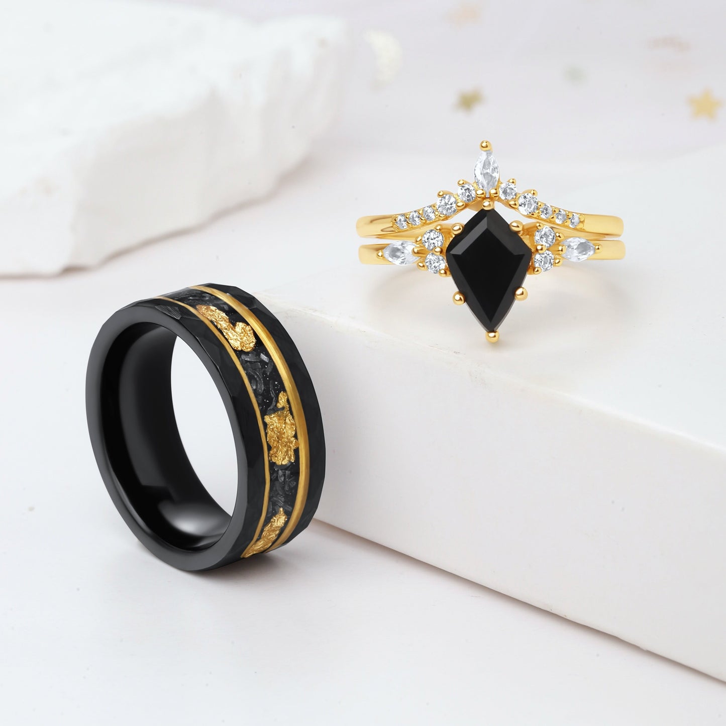 Kite Black Onyx 14k Gold Plated Women Promise Ring