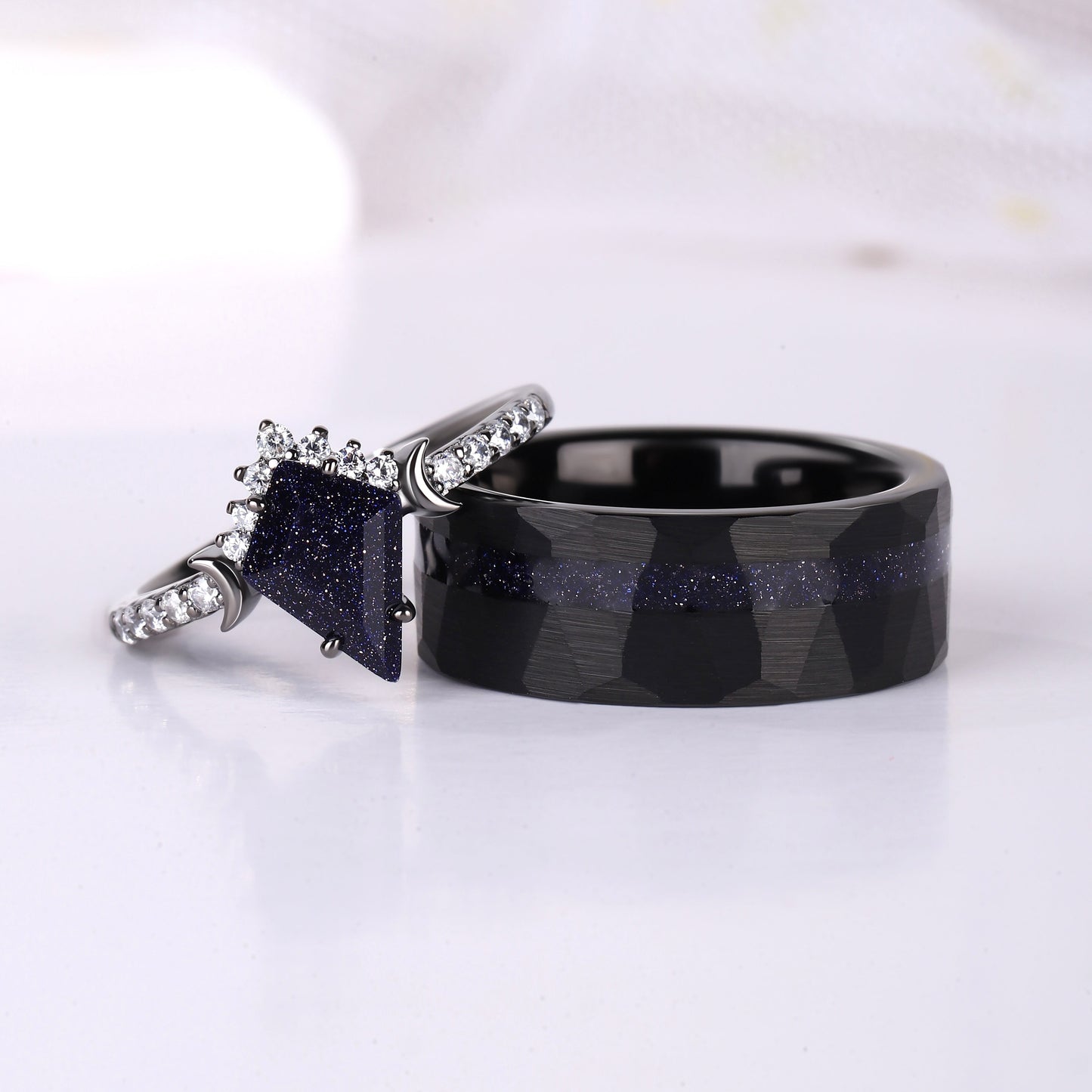The Midnight - Blue Sandstone Couple Rings