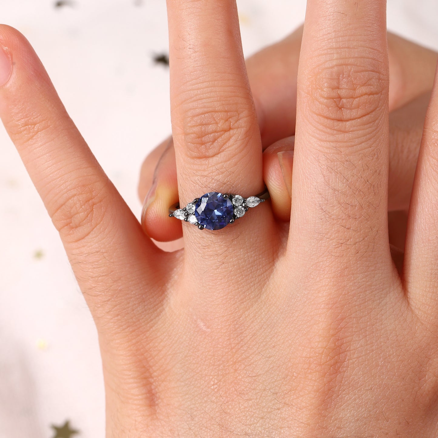 The Ceyora - Blue Corundum Promise Ring