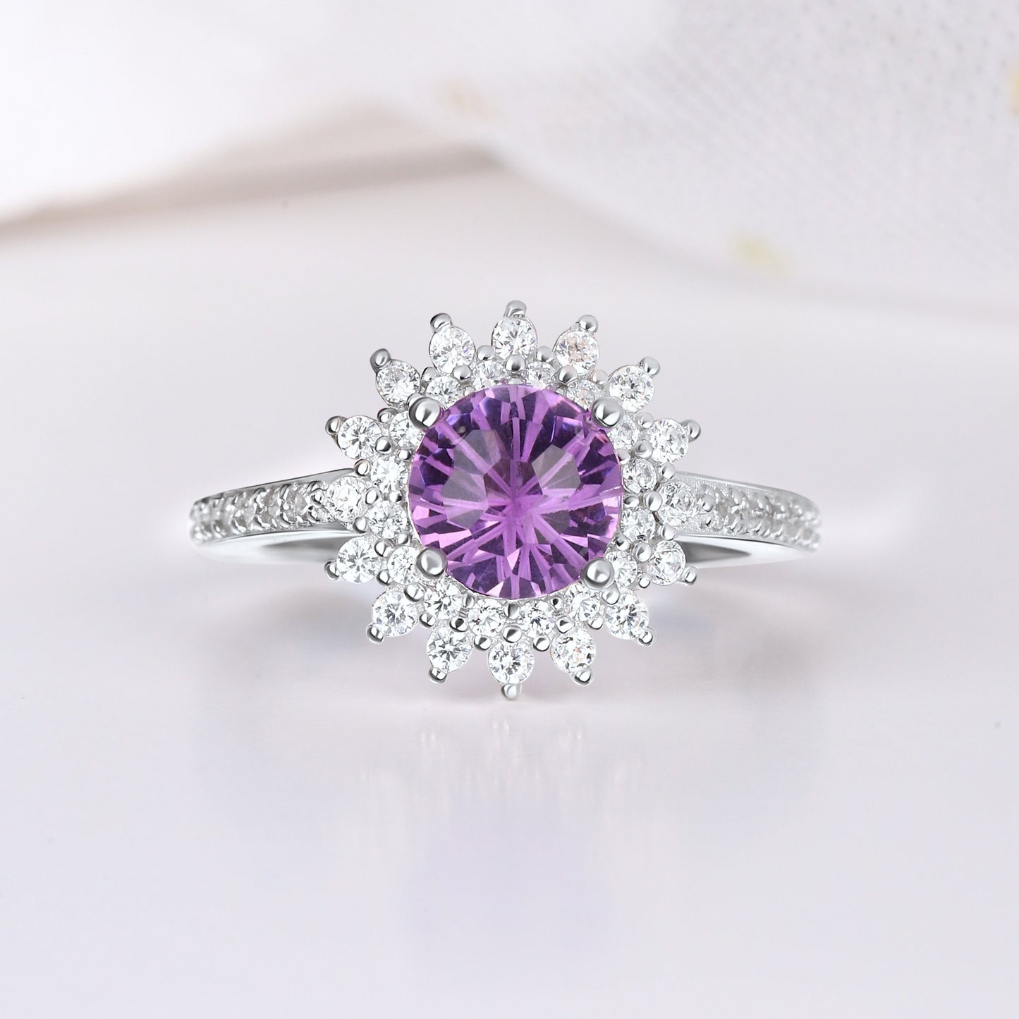 The Flareen - Firework & Crushed Amethyst Couple Ring Set