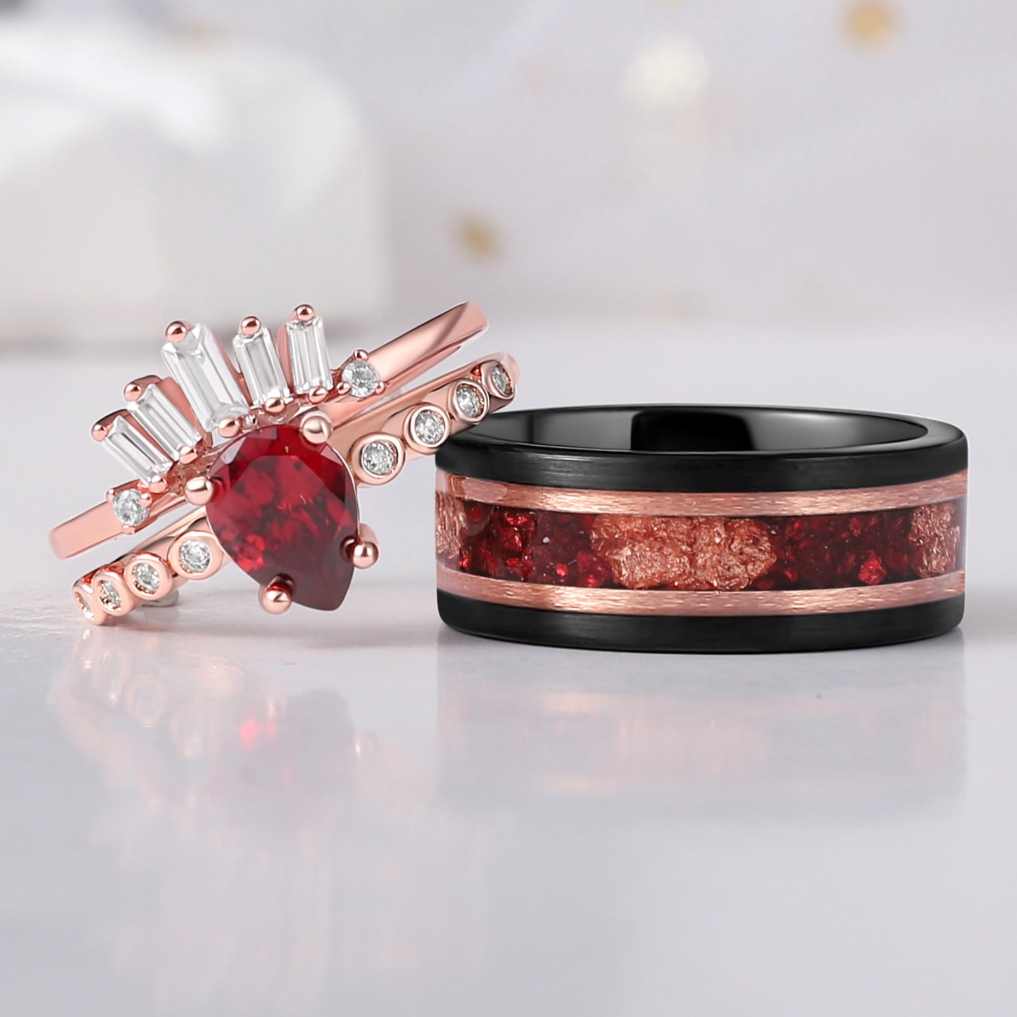 Red Garnet Rose Gold Vermeil Ring for Her