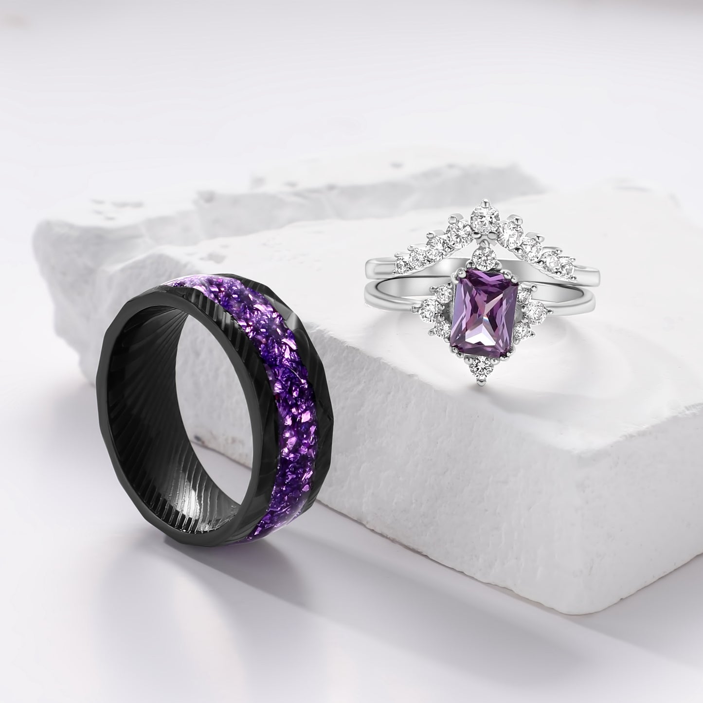 Emerald Cut Amethyst Sterling Silver Ring for Her