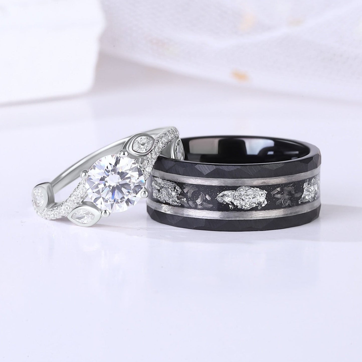 The Mirelle - Silver/Tungsten Couple Rings