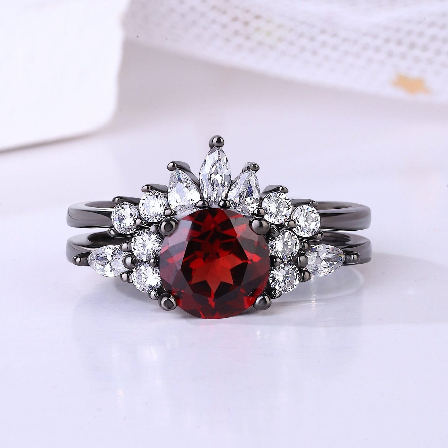 The Garnity - Garnet Ring Set for Couples