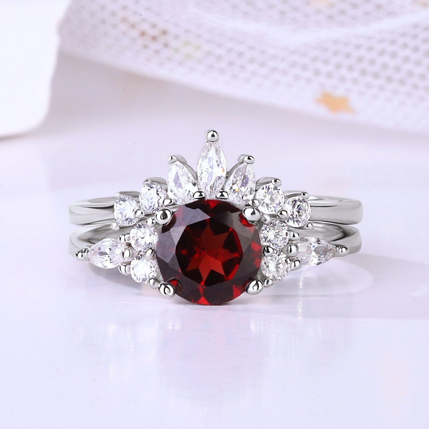 The Garnity - Garnet Ring Set for Couples