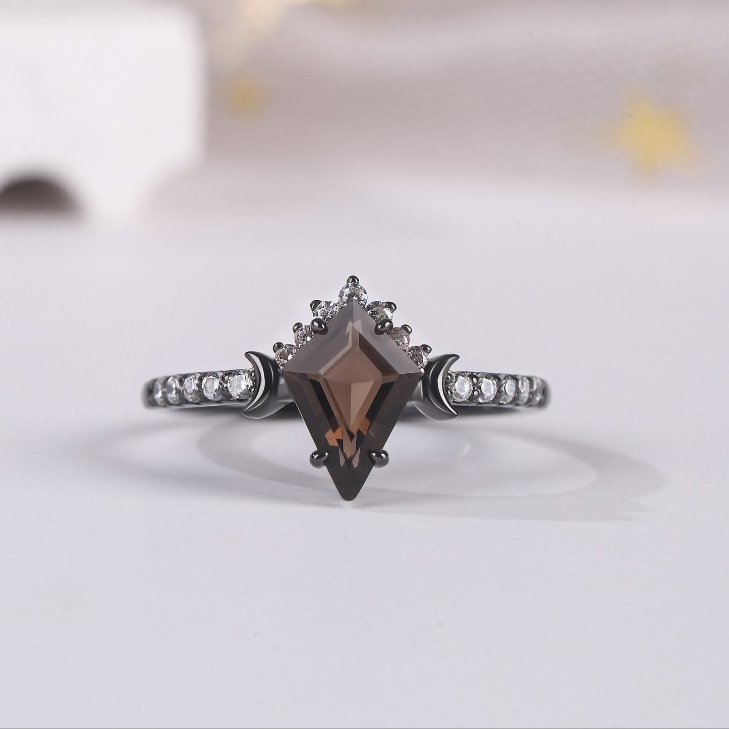 The Umber - Natural Smoky Quartz Couple Rings