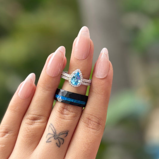 The Blunite - Swiss Blue Topaz Couple Ring Set