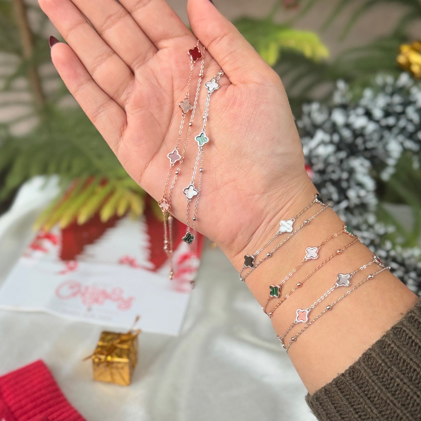 925 Silver Four Leaf Clover Bracelet