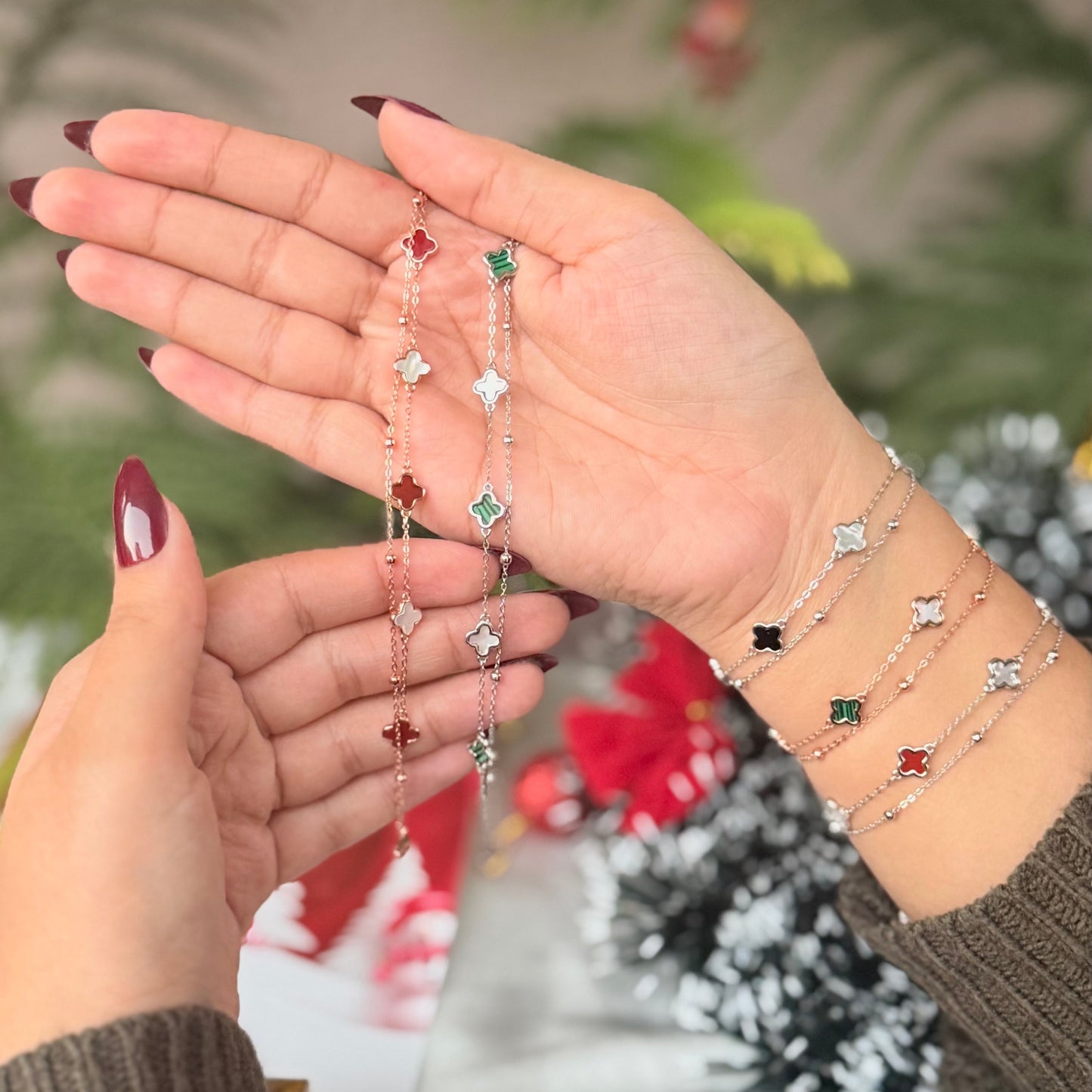 925 Silver Four Leaf Clover Bracelet