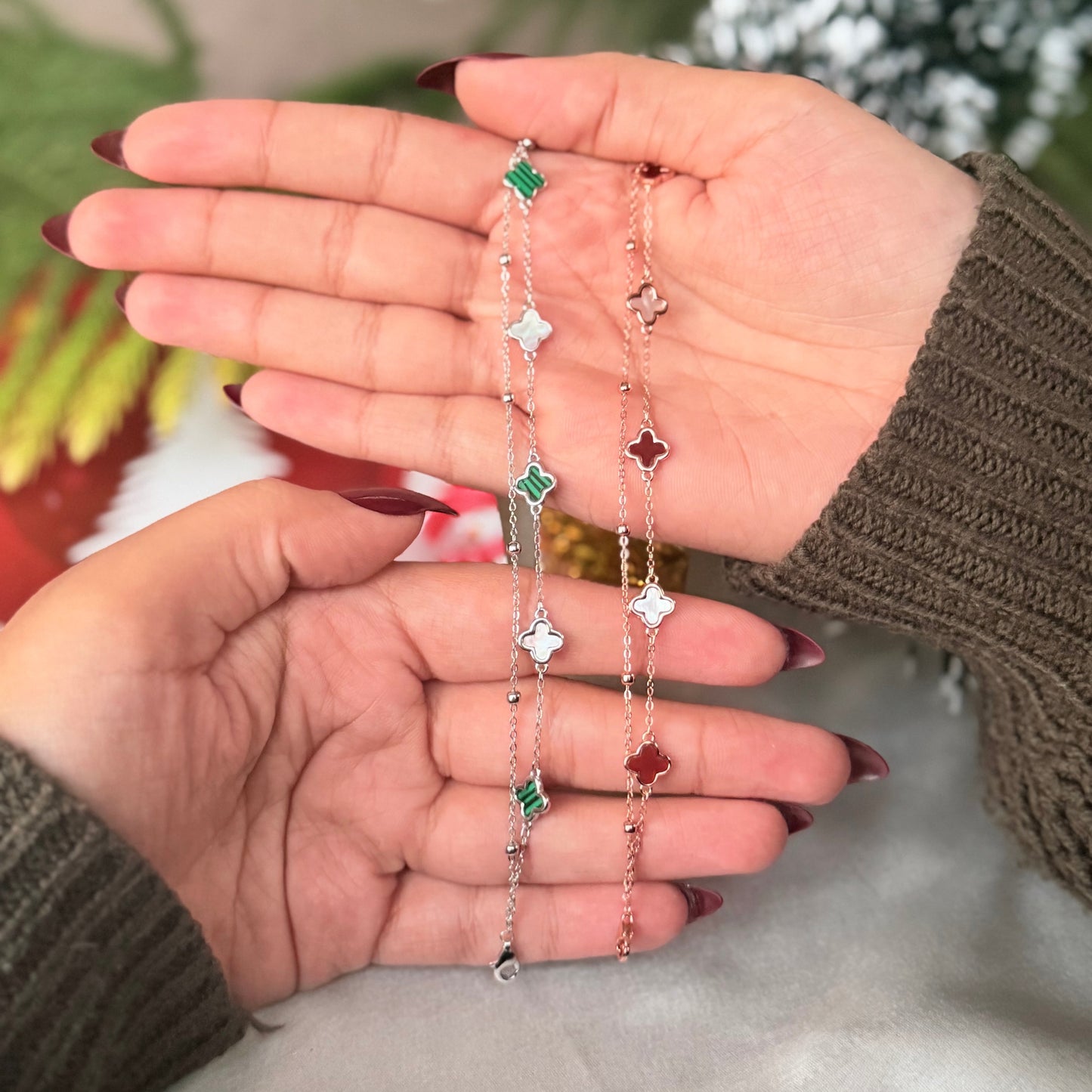 925 Silver Four Leaf Clover Bracelet