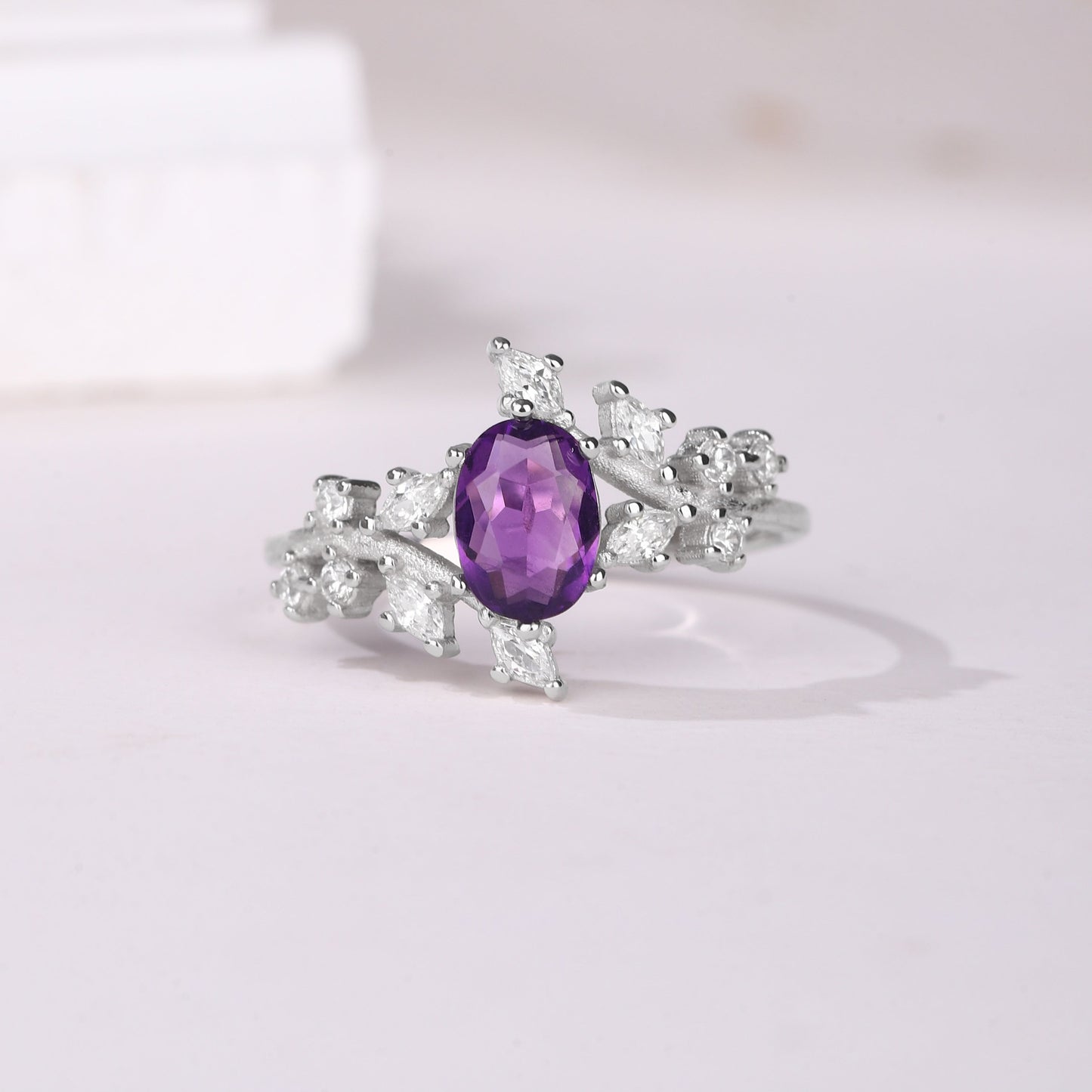 The Serenya - Natural Amethyst Couple Ring Set