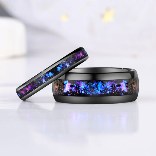 Orion Nebula Tungsten Matching Ring set for Couples