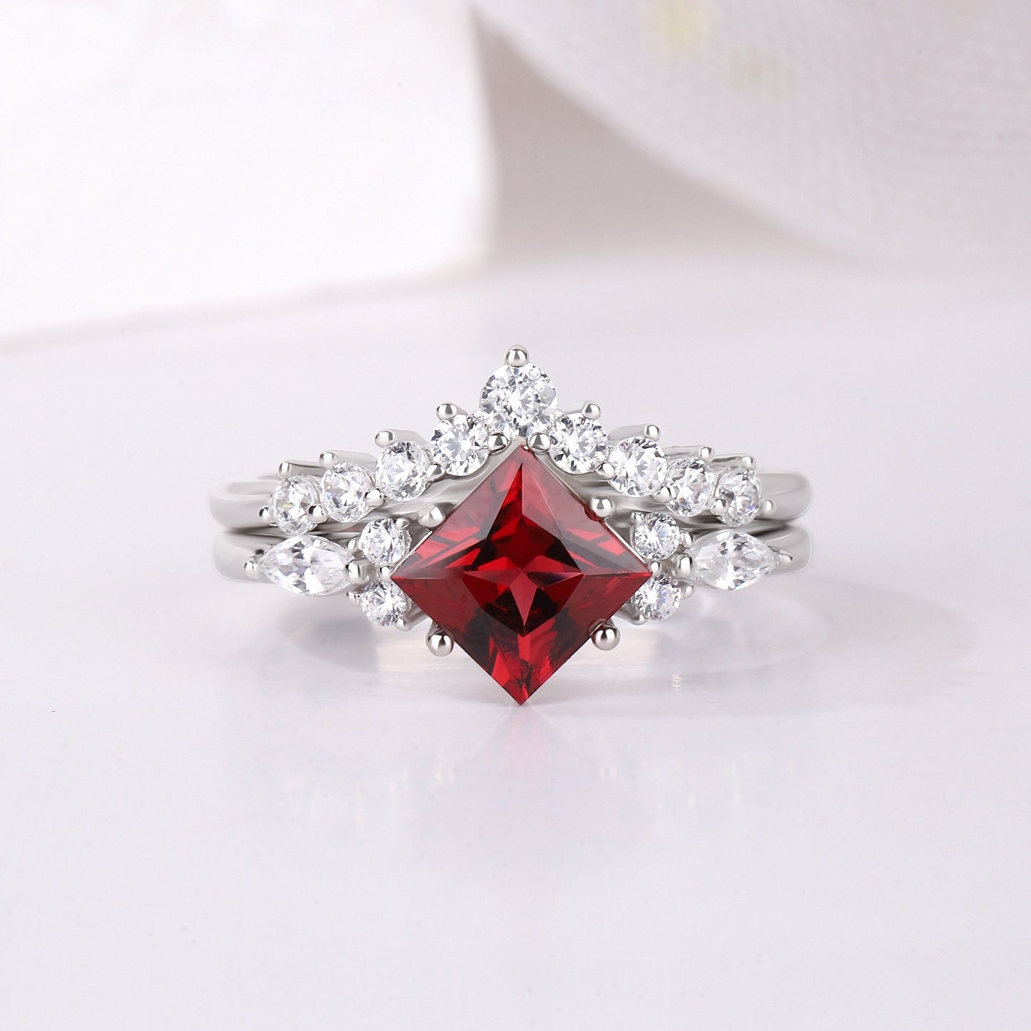The Velmora - Natural Garnet Couple Rings