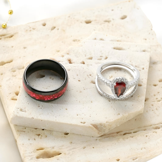 The Garnith - Natural Garnet Couple Rings