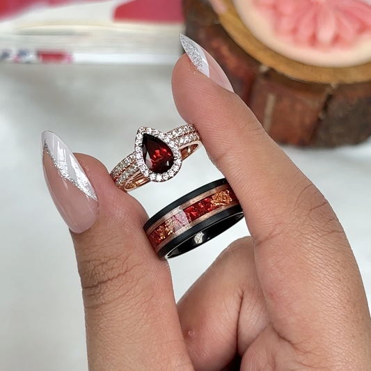 The Veyra - Natural Gemstone Couple Rings