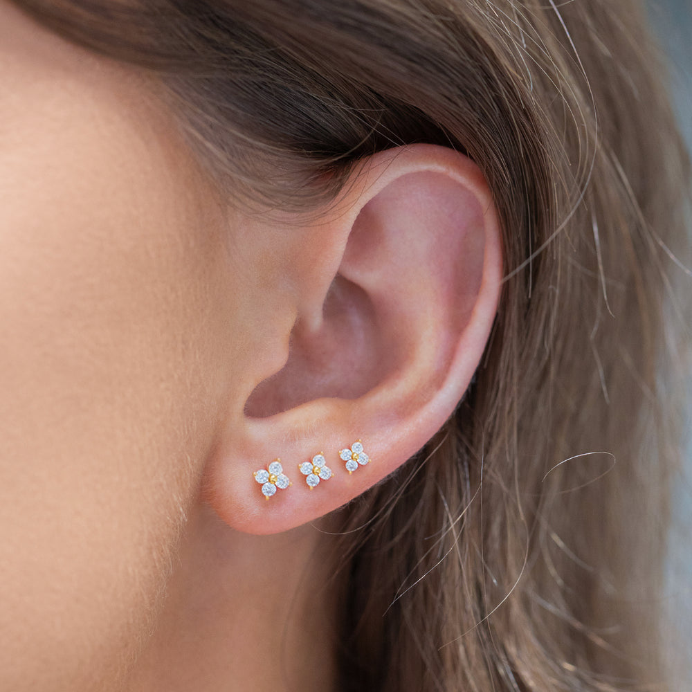 The Petalia - Four Leaf Clover Studs - 18k Gold
