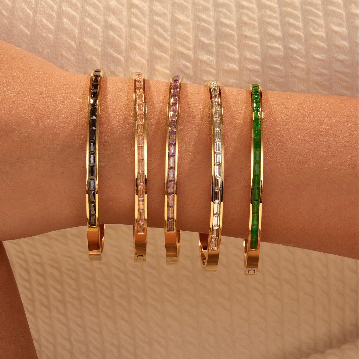 18k Gold Plated Hinged Bangle Bracelets