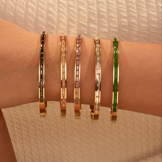 18k Gold Plated Hinged Bangle Bracelets