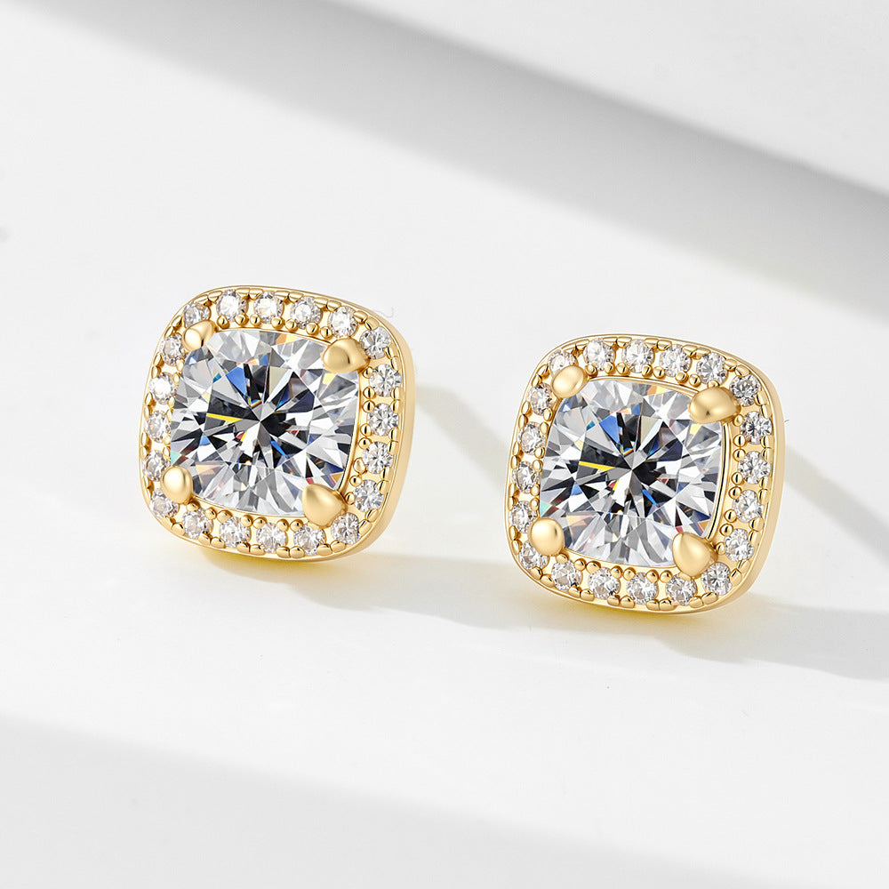 The Estelle - Cushion Halo Stud Earrings