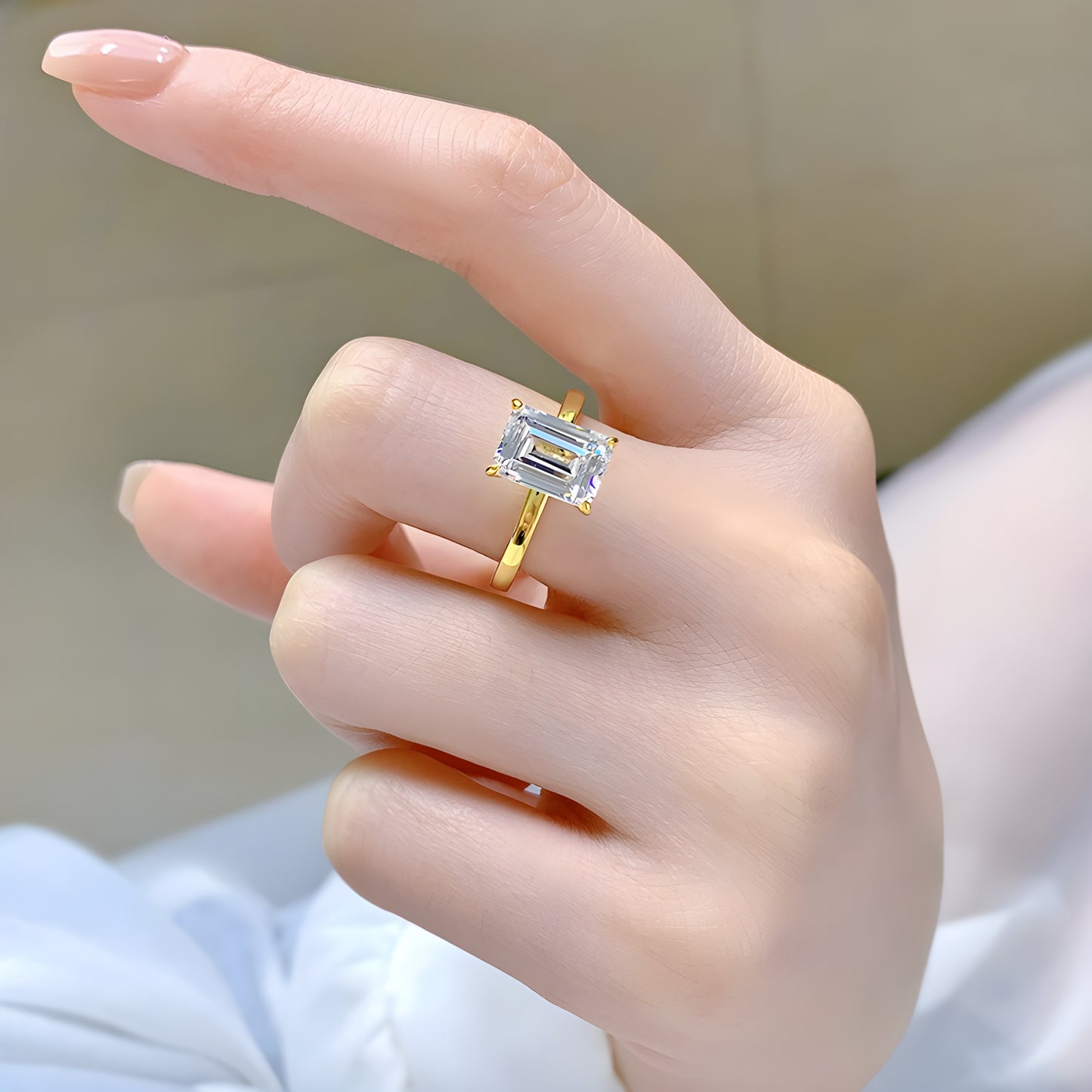 The Eiselle - 2.5 Ct. Emerald Cut 925 Silver with 18k Gold Plated Women Ring