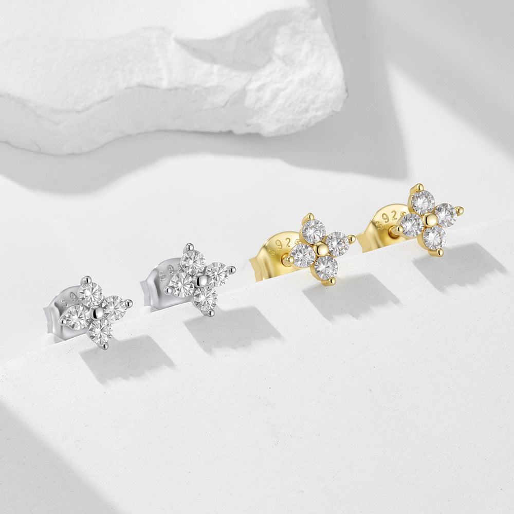 The Petalia - Four Leaf Clover Studs - 18k Gold