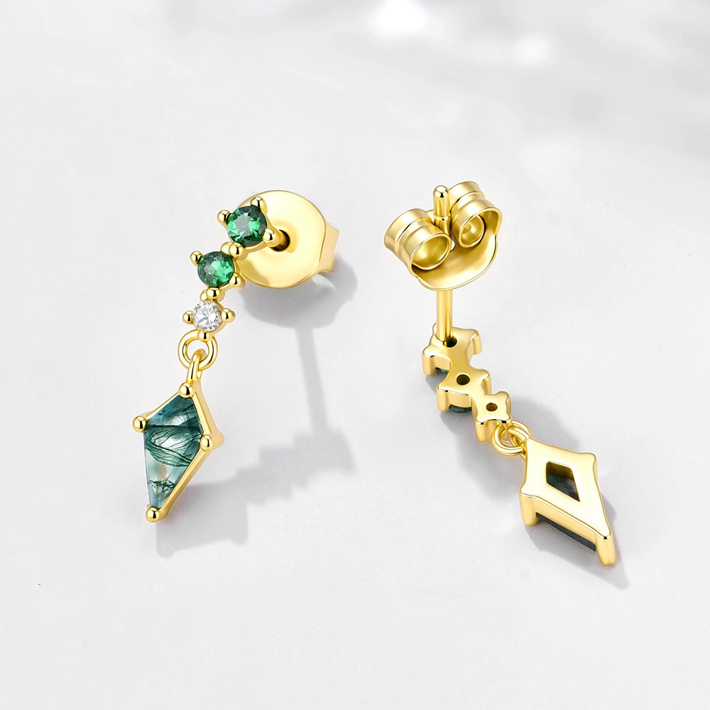 The Bosque - Natural Moss Agate Dangle Earrings