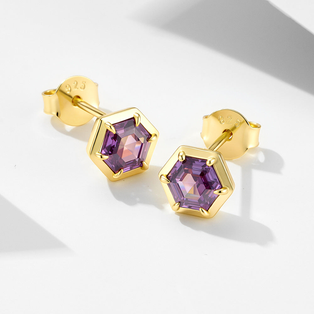 The Selene - Amethyst Stud Earrings