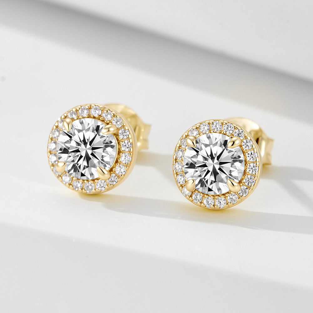 The Solene - Round Halo Stud Earrings
