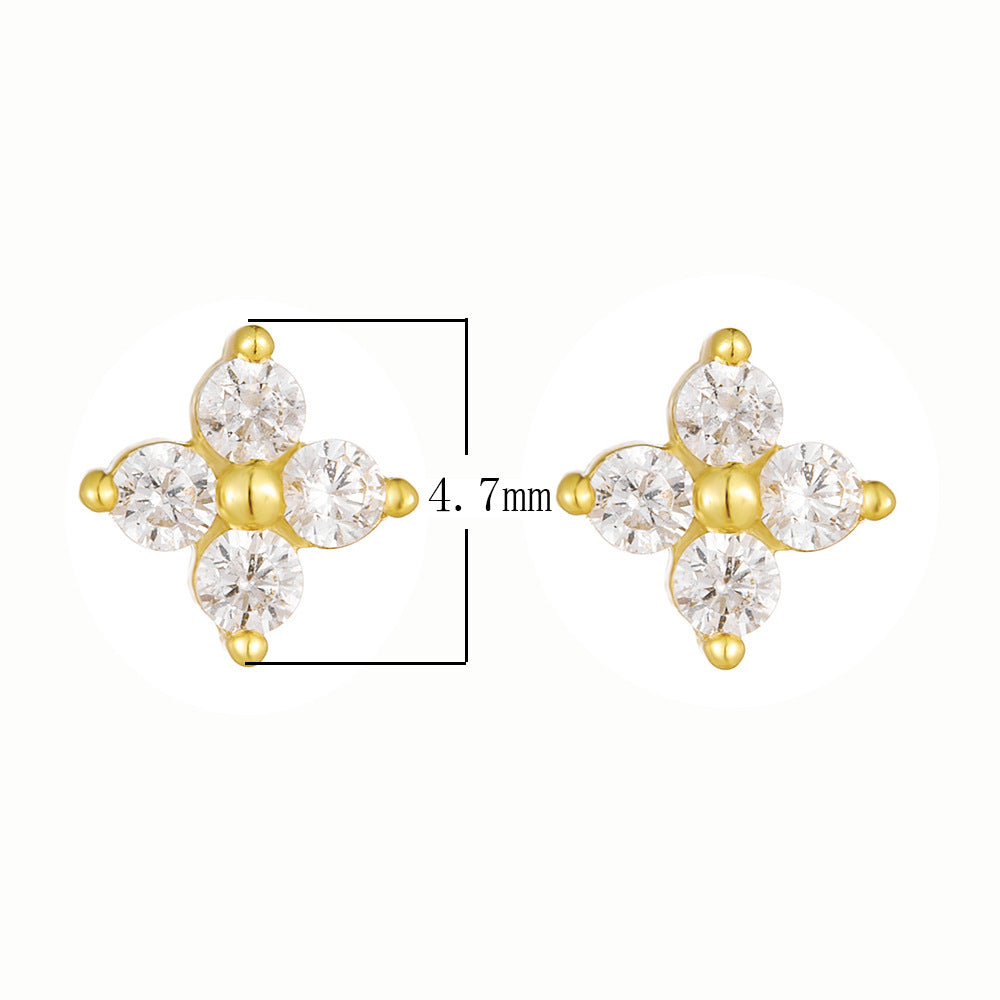 The Petalia - Four Leaf Clover Studs - 18k Gold