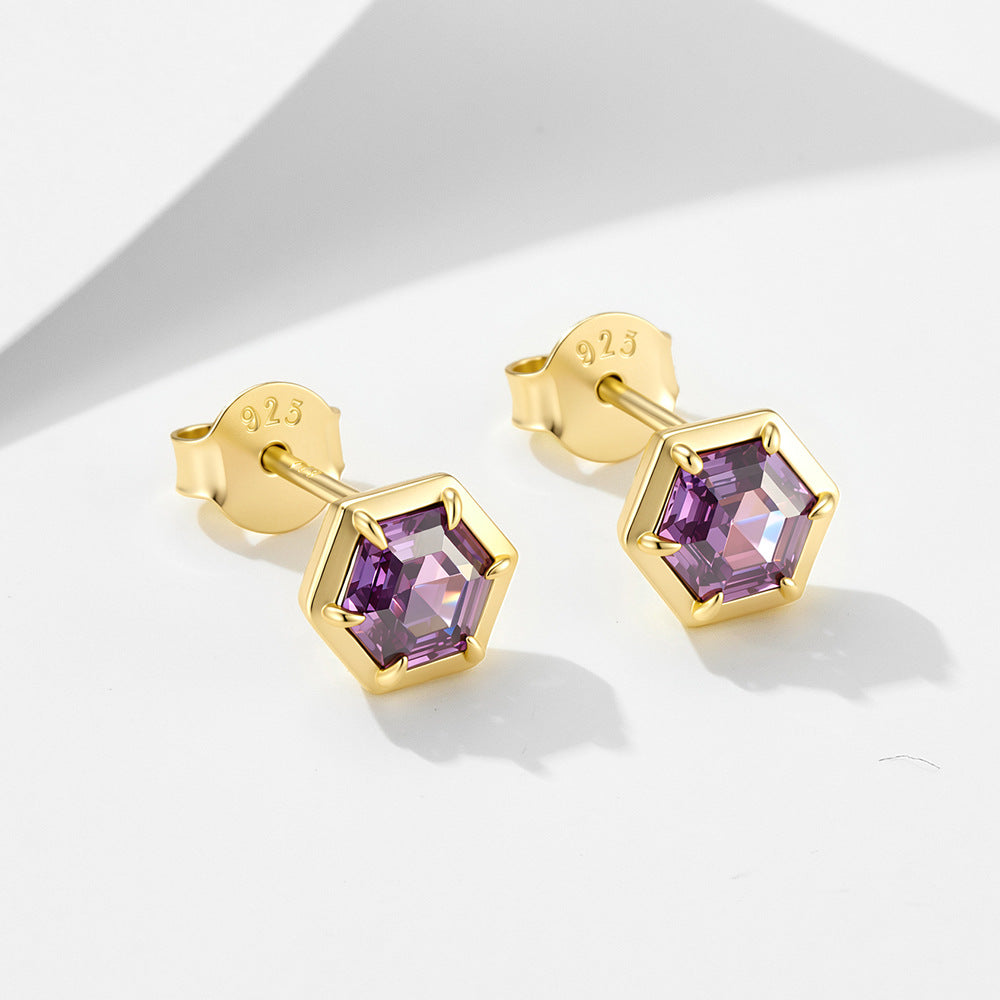 The Selene - Amethyst Stud Earrings