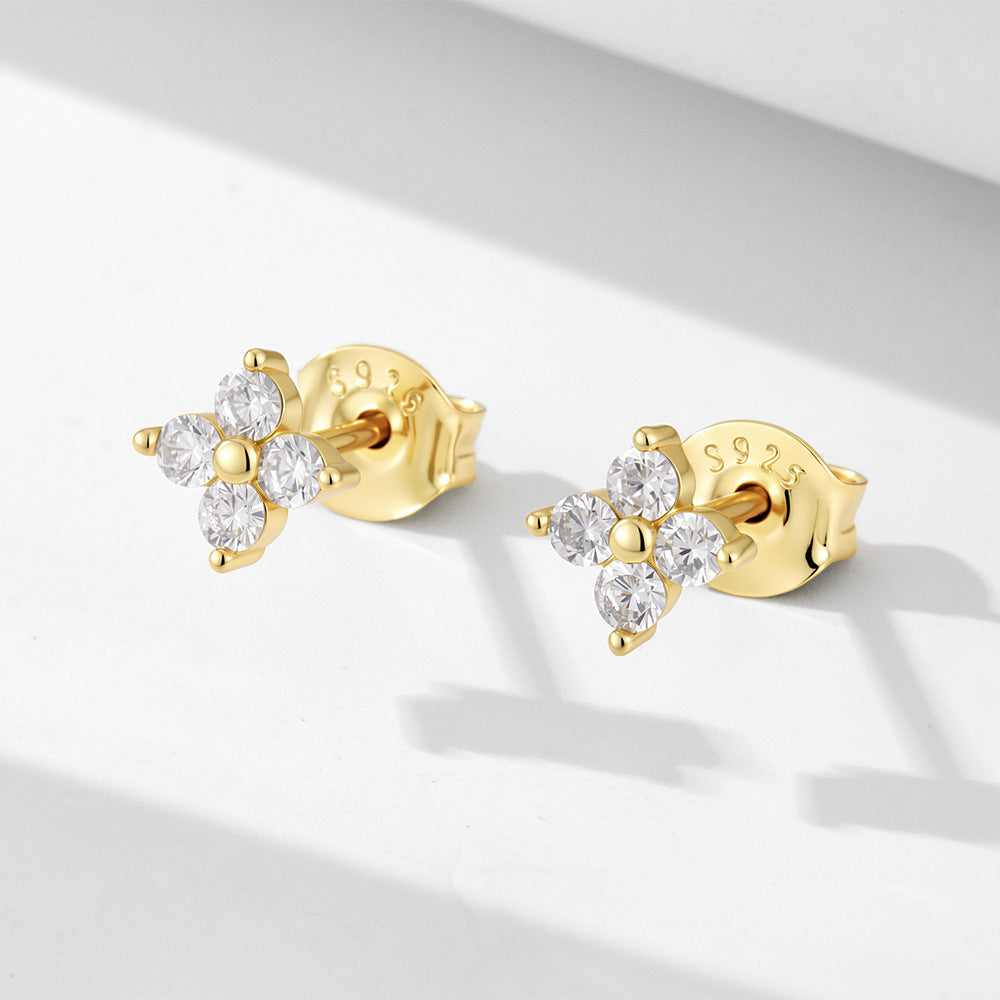 The Petalia - Four Leaf Clover Studs - 18k Gold
