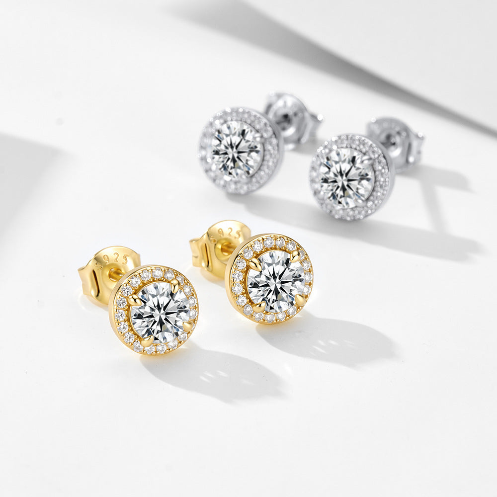 The Solene - Round Halo Stud Earrings