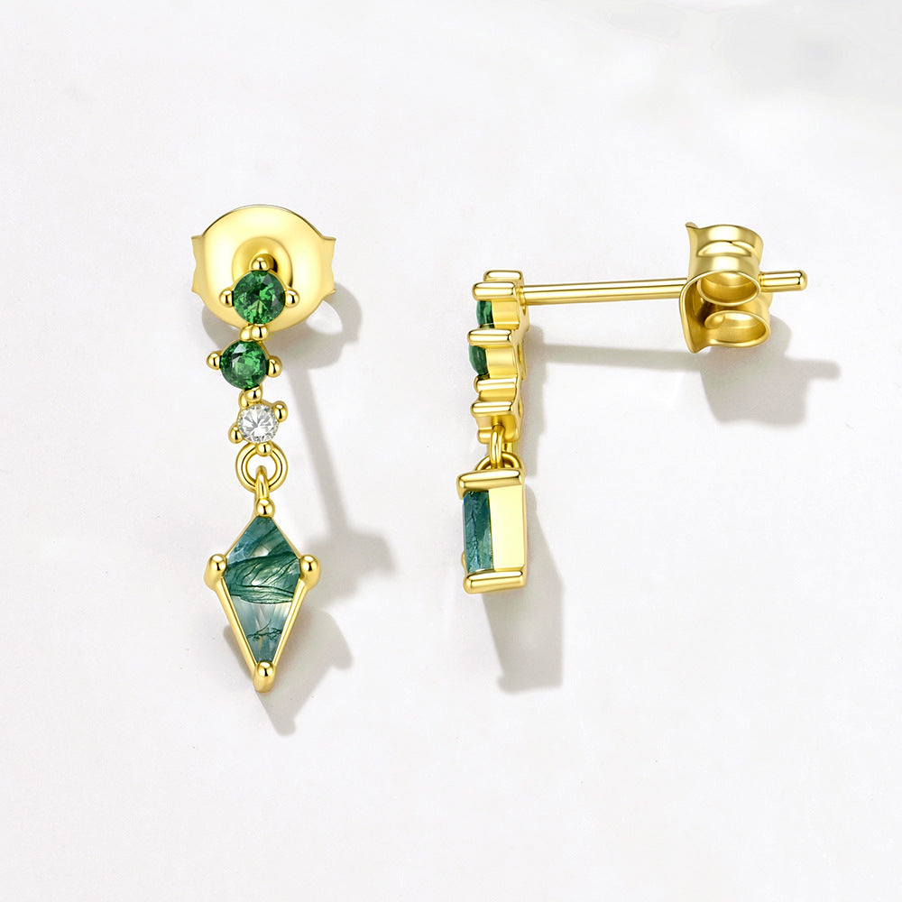 The Bosque - Natural Moss Agate Dangle Earrings
