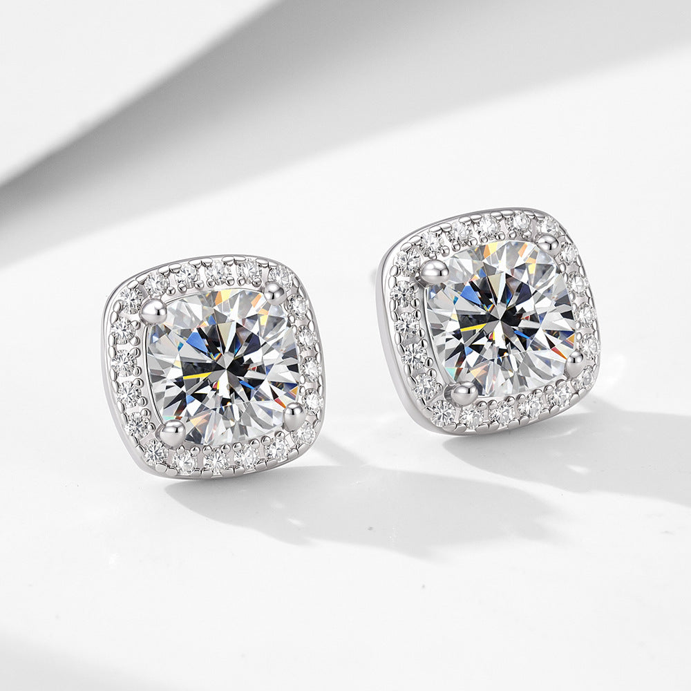The Estelle - Cushion Halo Stud Earrings