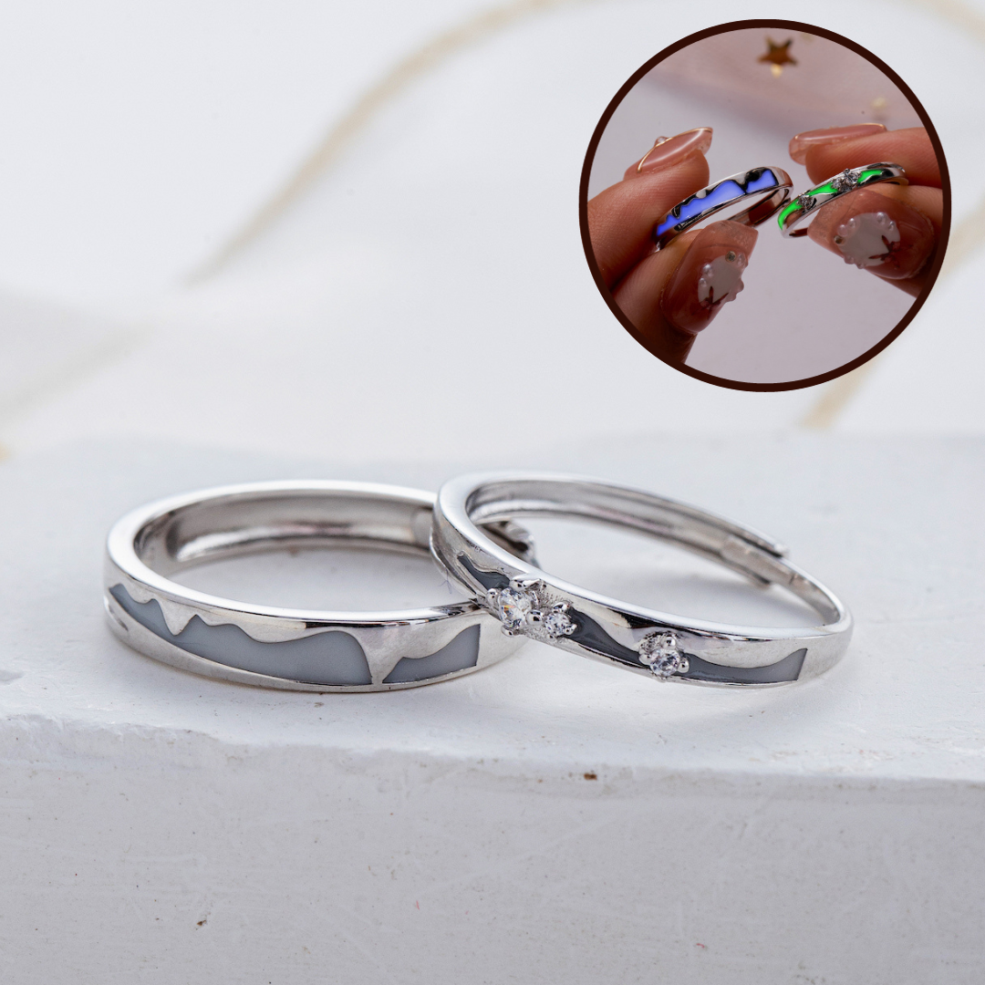 Glowing Matching 925 Silver Couple Rings