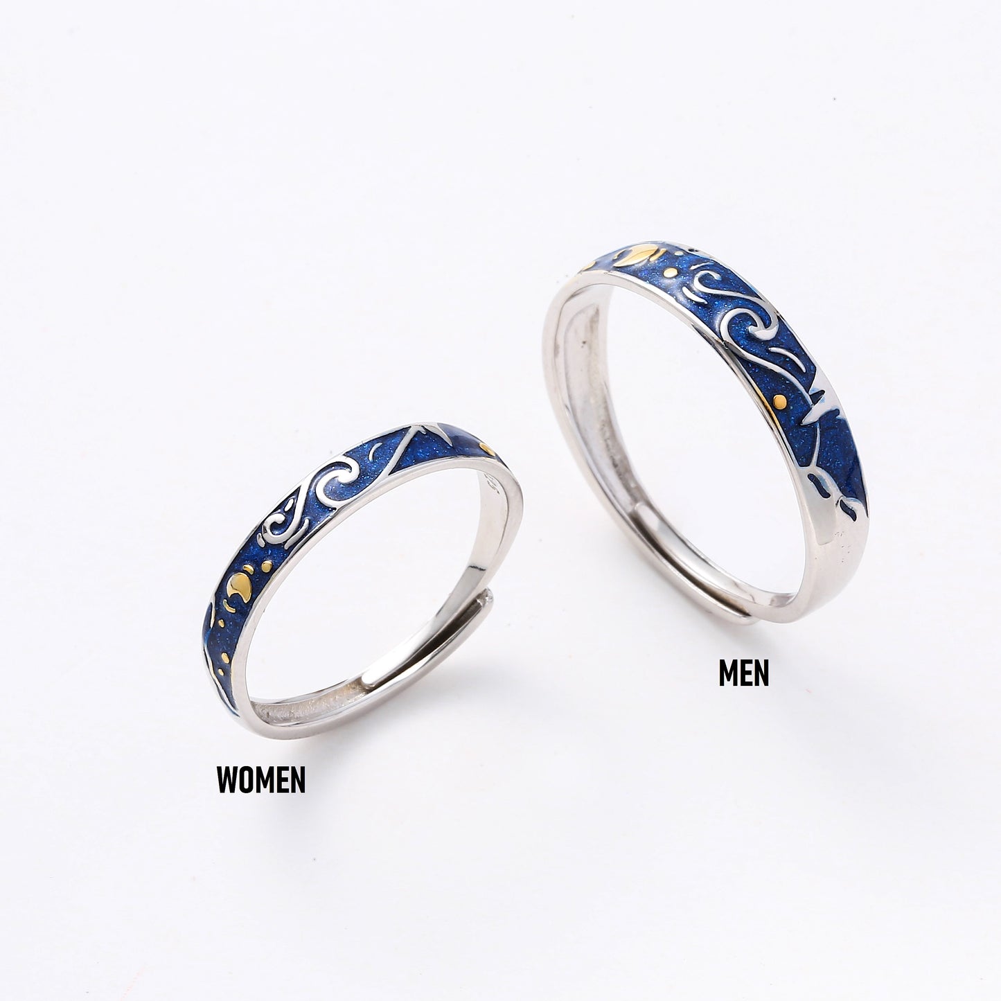 Van Gogh 925 Silver Couple Rings