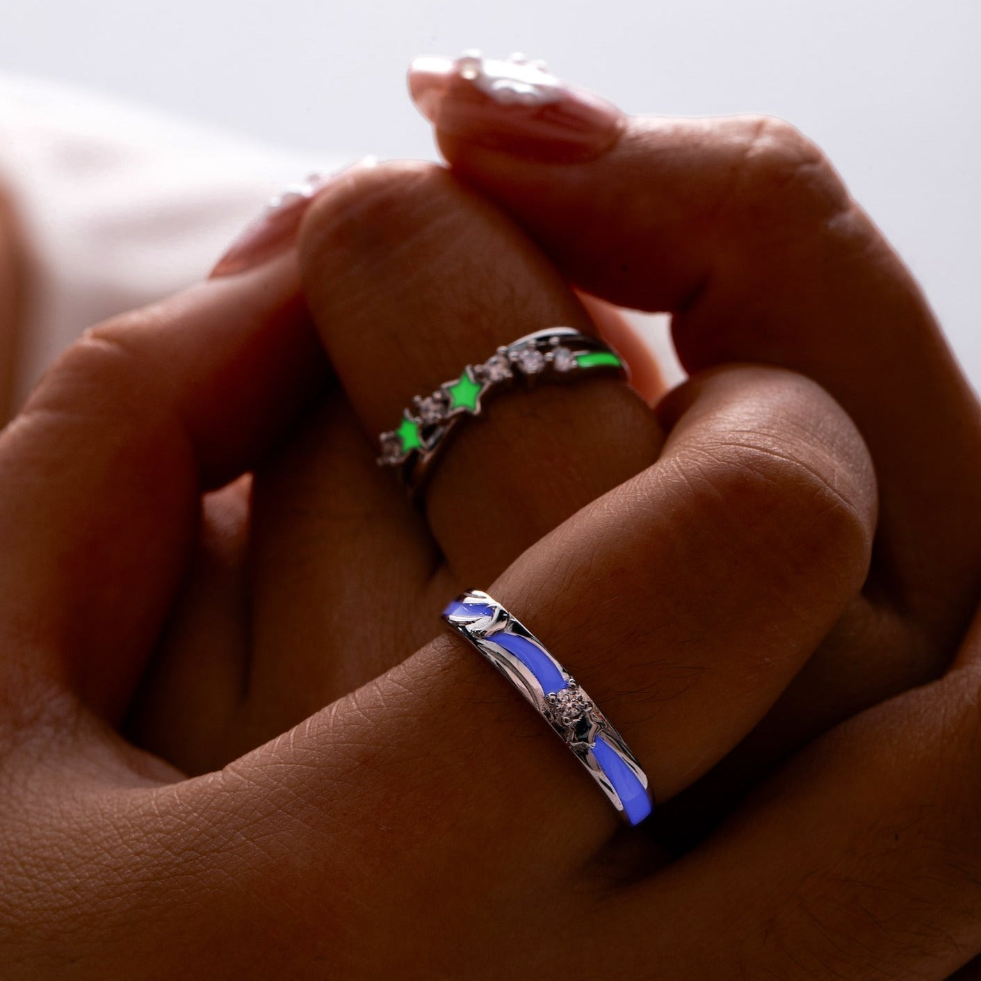 Du Rings Luminous Matching Rings | Glow in the Dark Rings for Couples | Duostones
