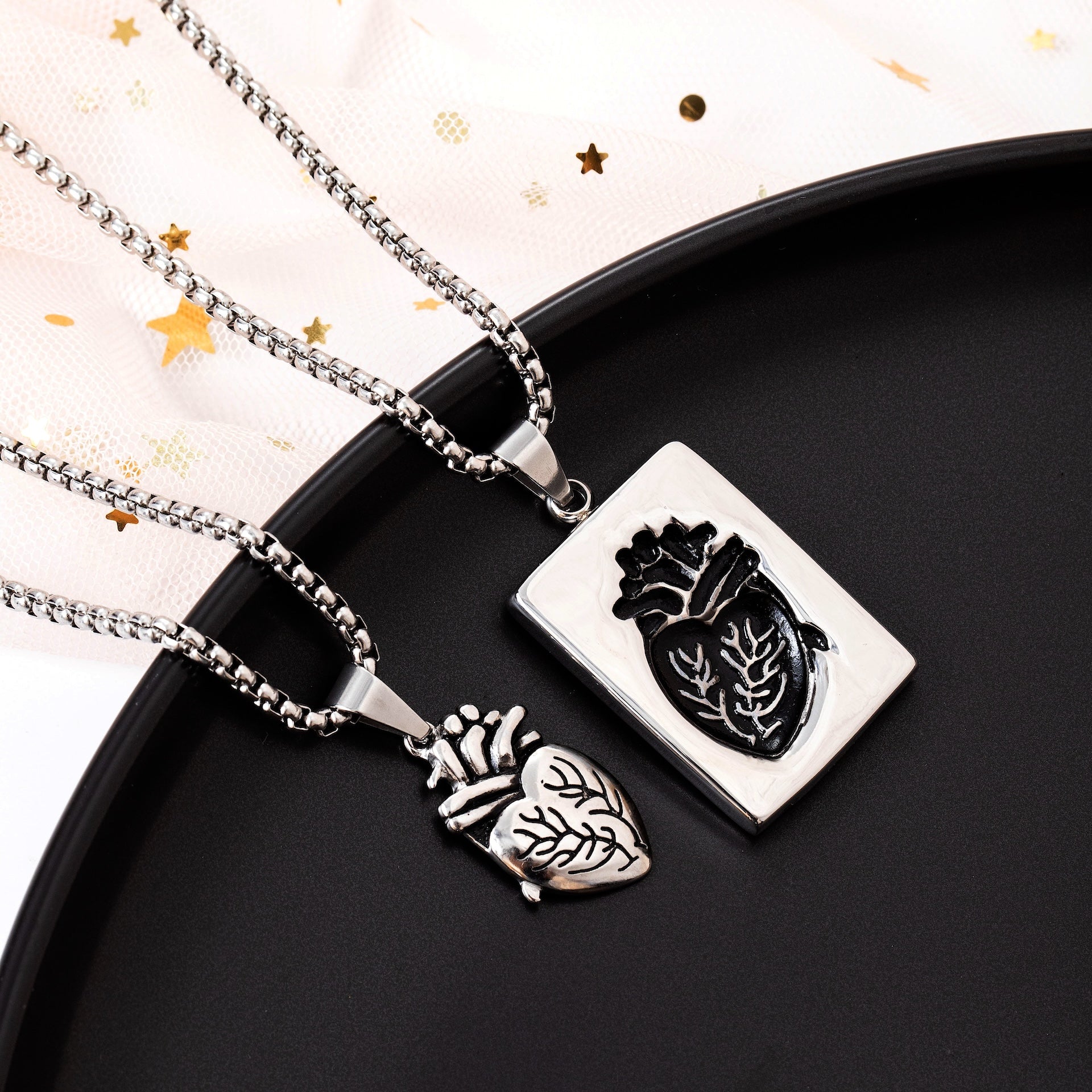 thumbnail image 2 of 2 Pcs Matching Heart Necklace For Father Daughter, Brother Sister 2 of 13