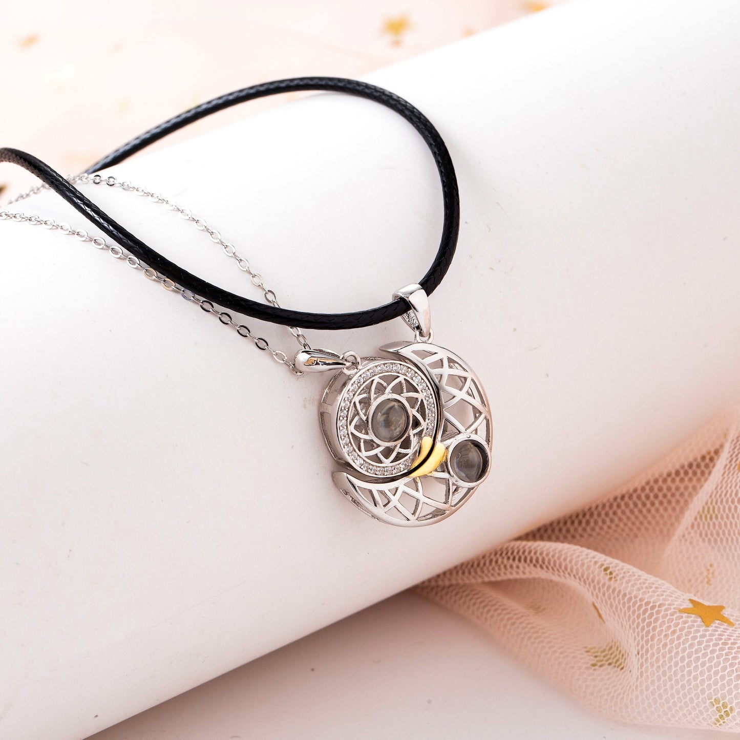 925 Silver Sun Moon Couple Necklaces