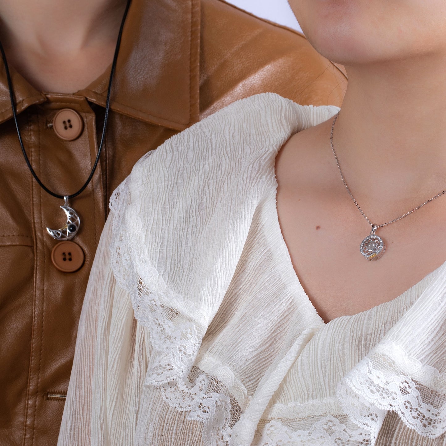 925 Silver Sun Moon Couple Necklaces