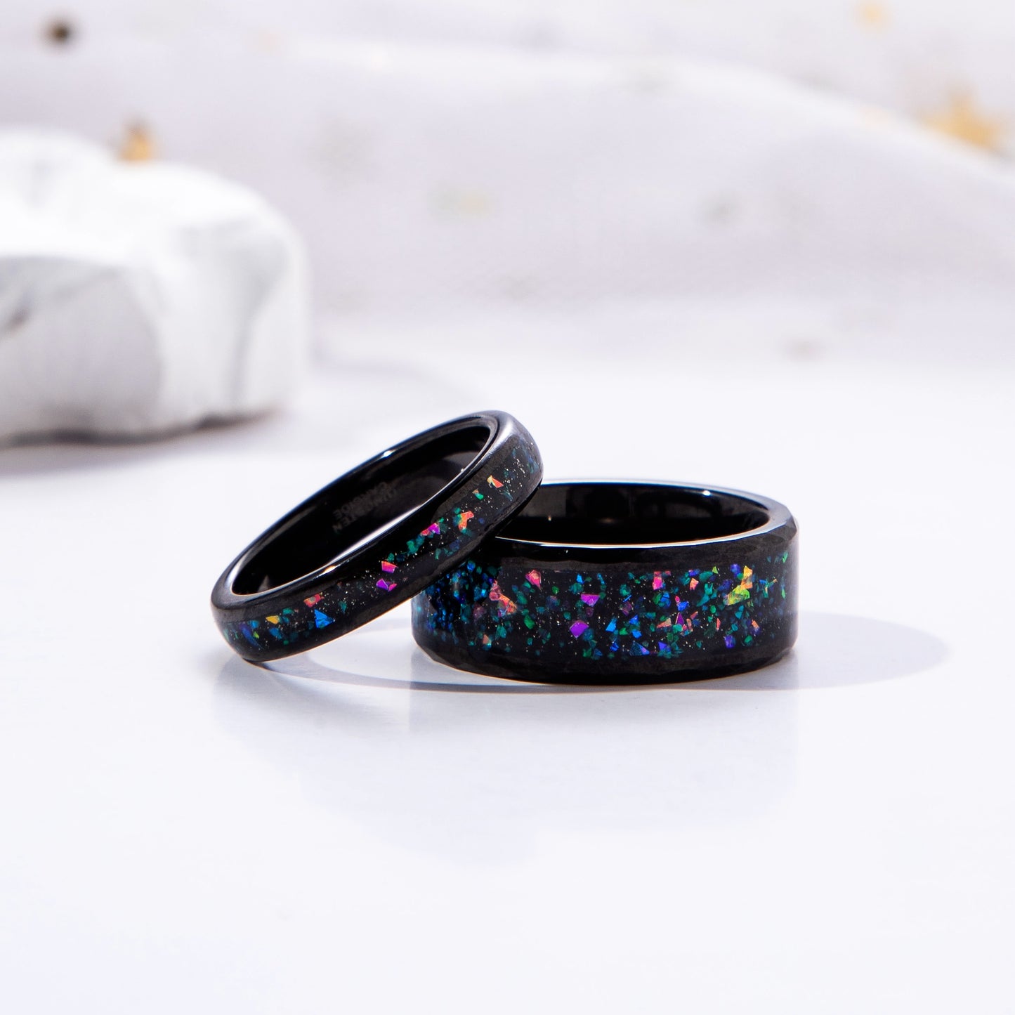 Galaxy Orion Nebula Sand Stone & Opal Tungsten Ring for Women