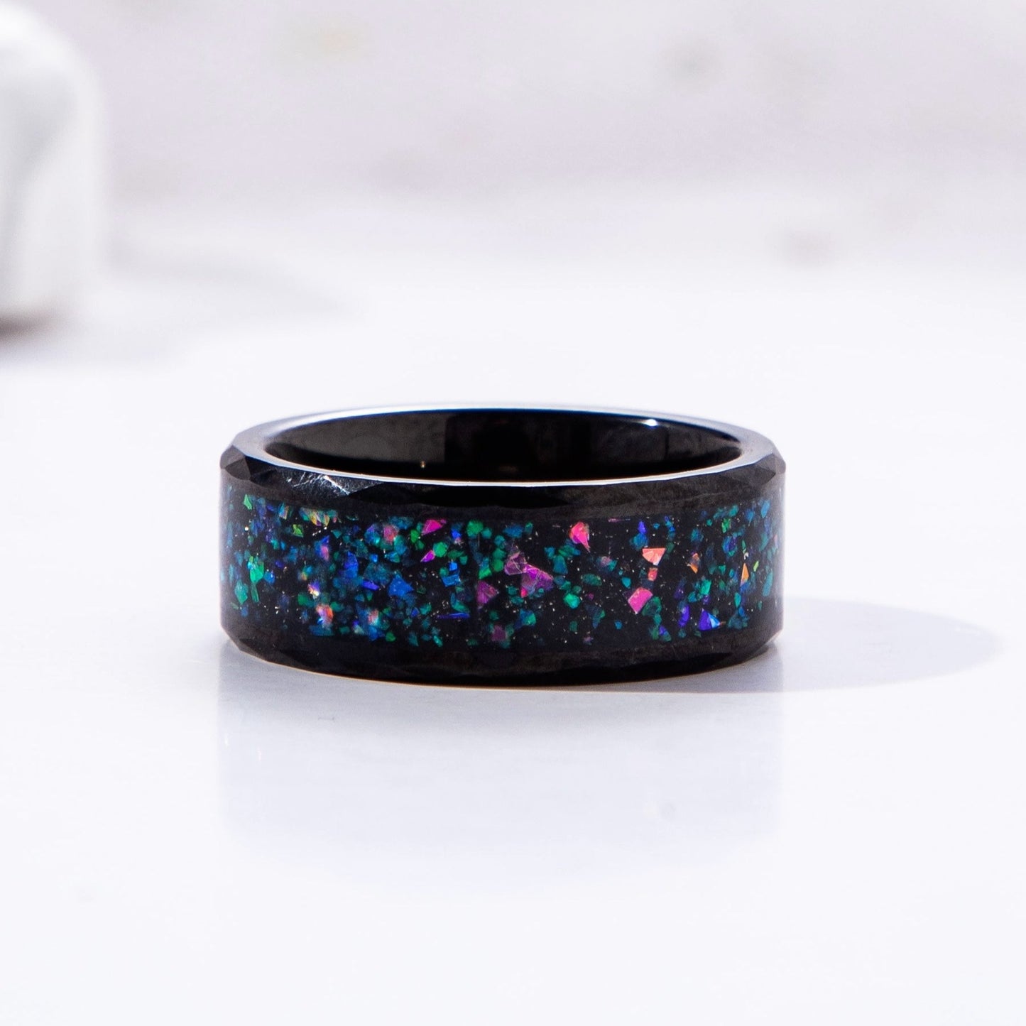 Galaxy Orion Nebula Sand Stone & Opal Tungsten Ring for Women