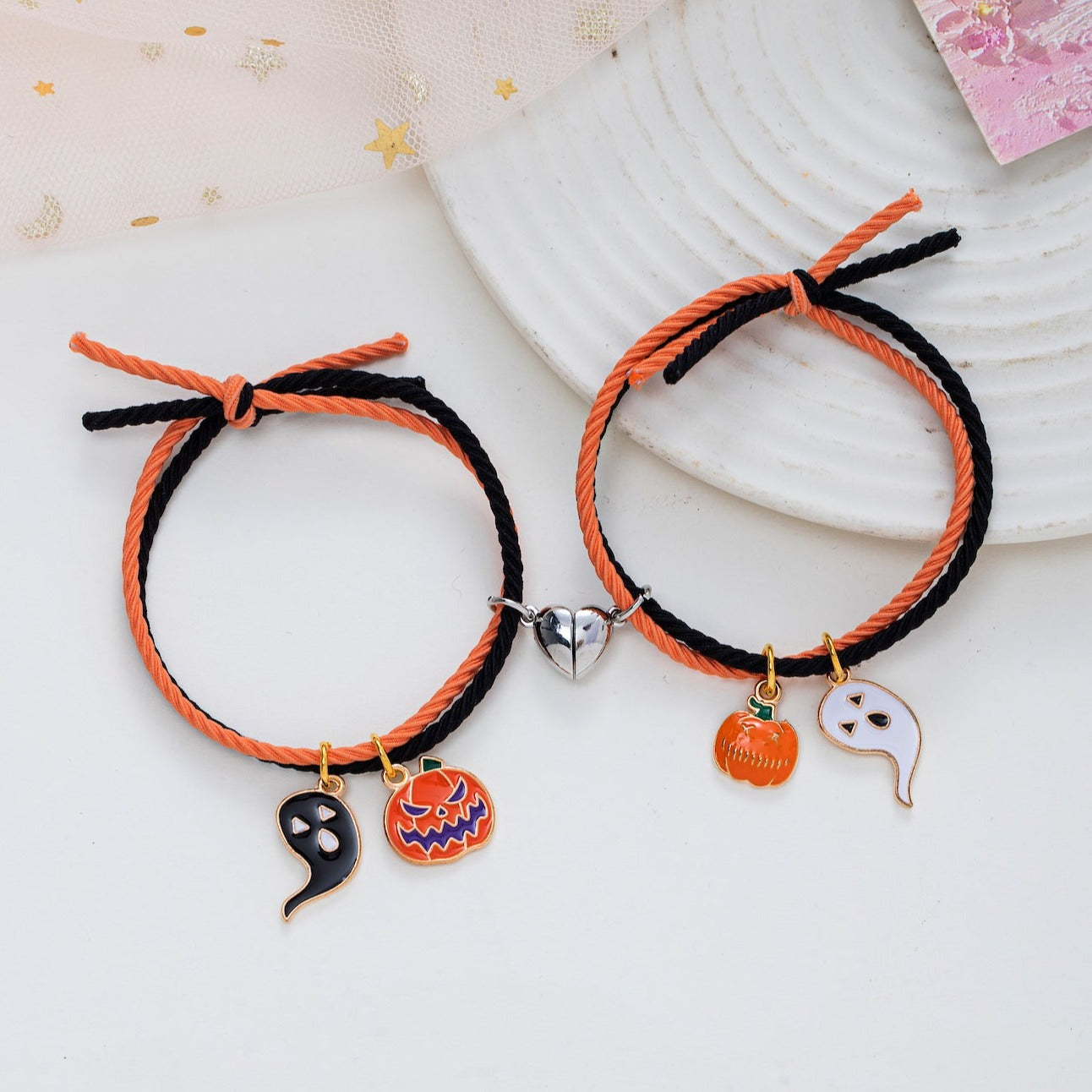 Boo! Pumpkin Halloween Matching Bracelets