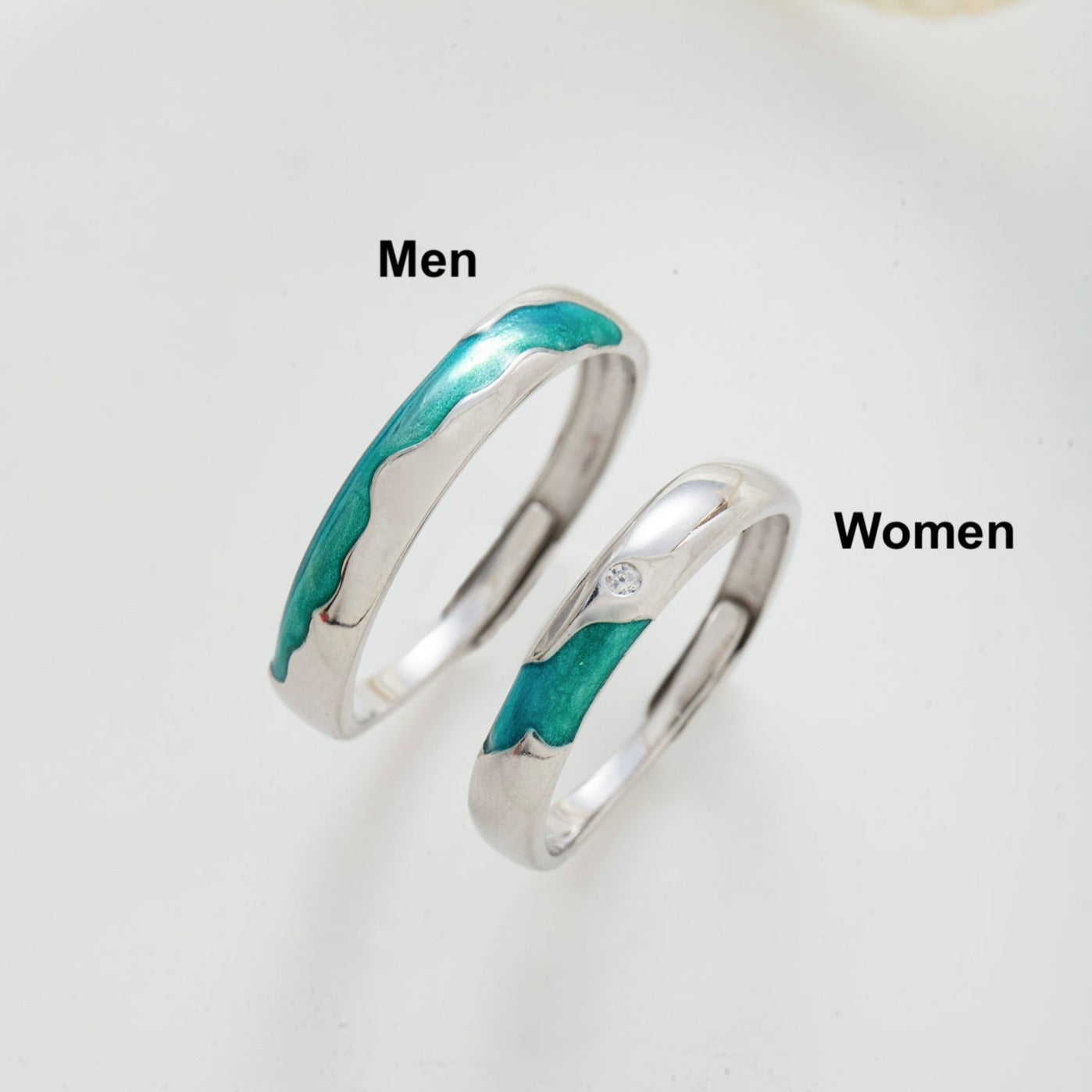 Aurora Galaxy Silver Couple Rings