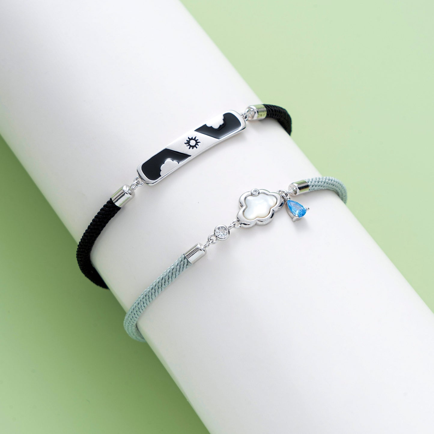 Sun Cloud 925 Silver Matching Couple Bracelets