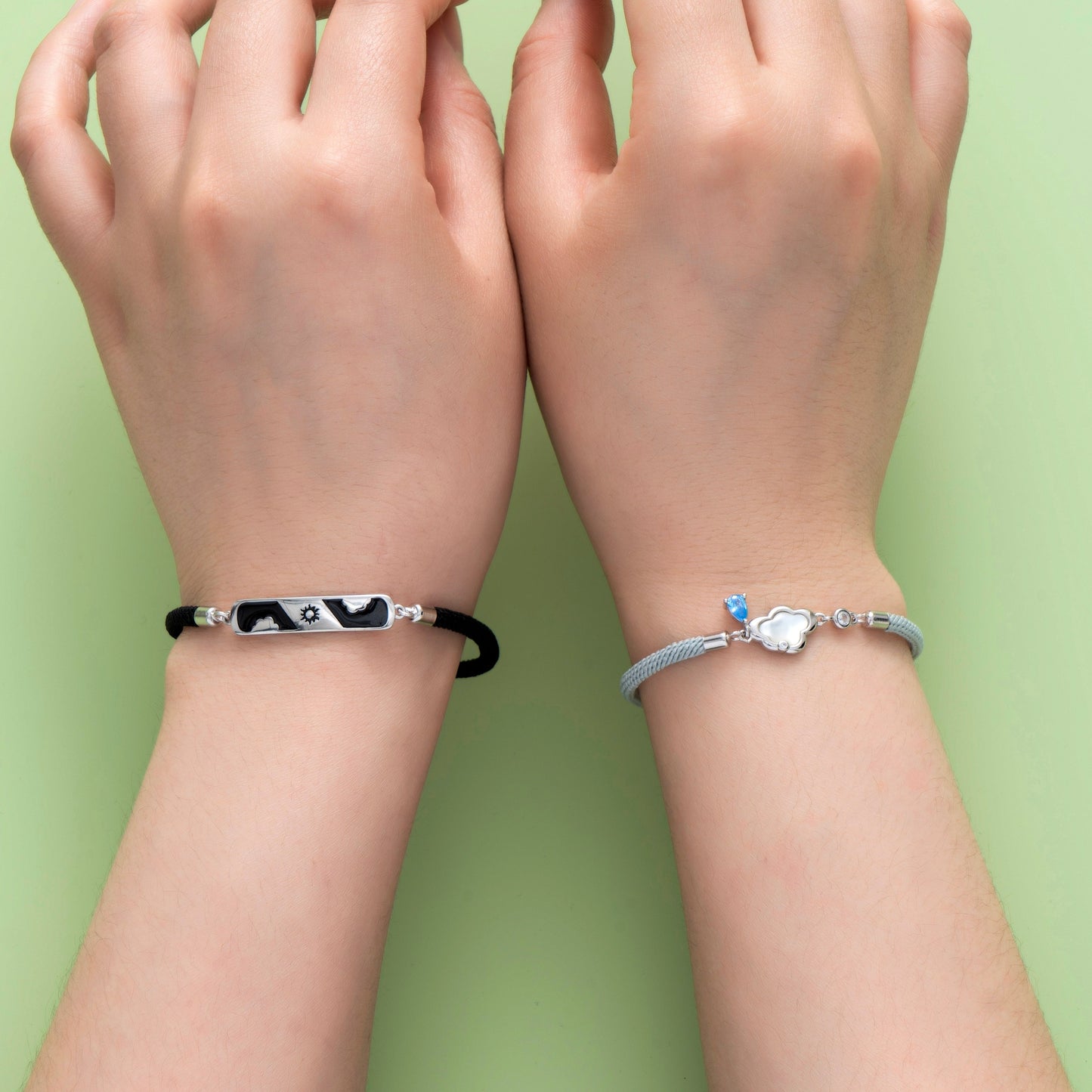 Sun Cloud 925 Silver Matching Couple Bracelets