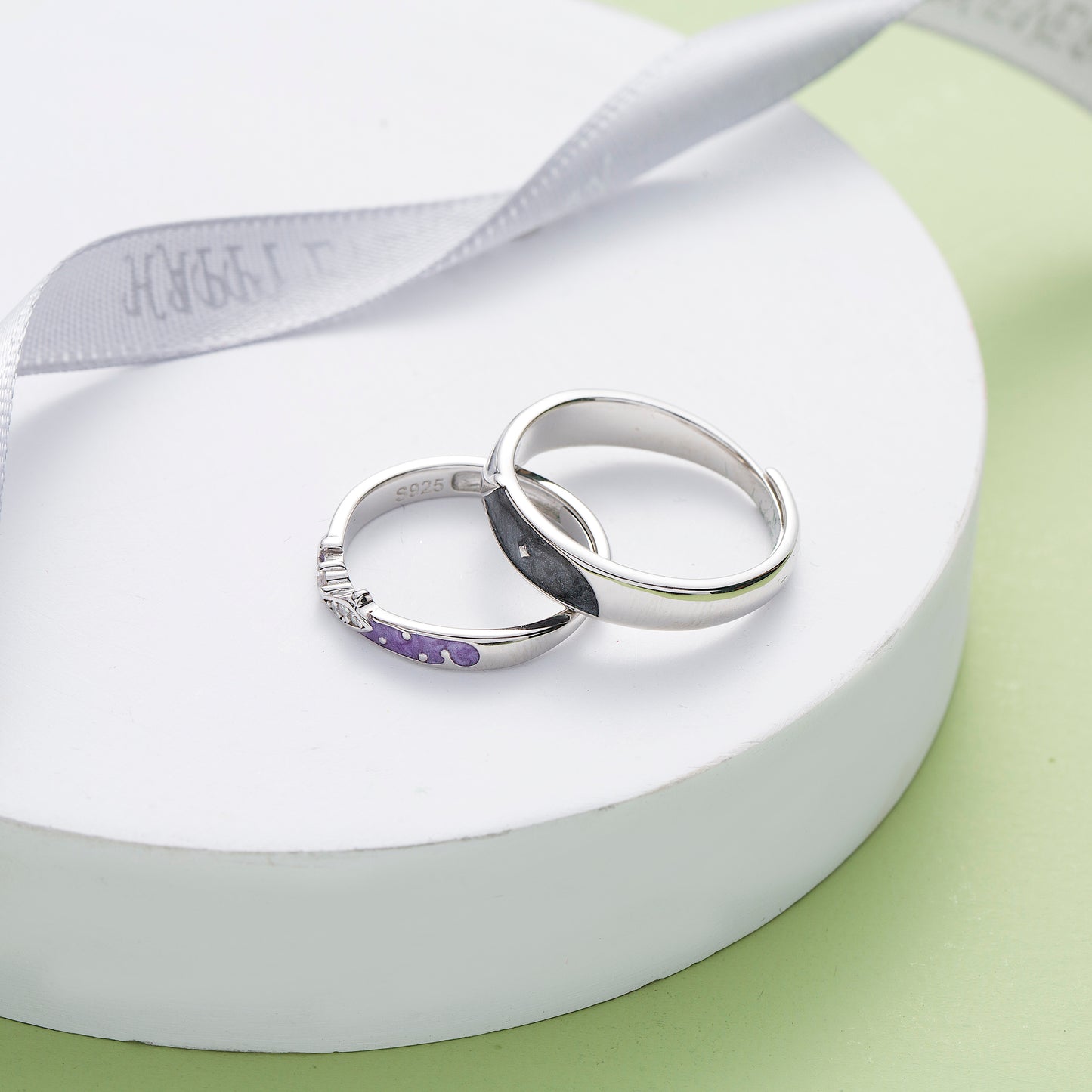 Sea Whales Silver Couple Rings